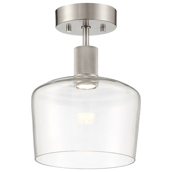 Access Lighting Port Nine Chardonnay, Chardonnay LED SemiFlush, Brushed Steel Finish, Clear Glass 63147LEDD-BS/CLR